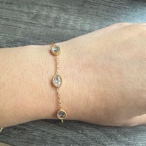 Gold plated stainless steel 3 oval bracelet